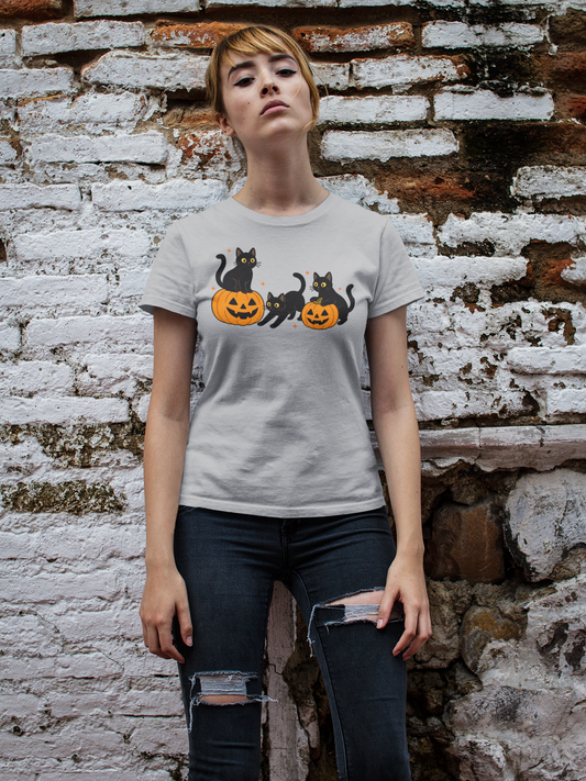 Halloween Pumpkin Cats T-shirt